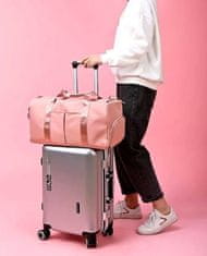 Camerazar Priestranná cestovná tréningová taška, ružová, vodotesný nylon, 42x23x21 cm
