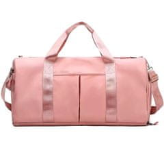 Camerazar Priestranná cestovná tréningová taška, ružová, vodotesný nylon, 42x23x21 cm