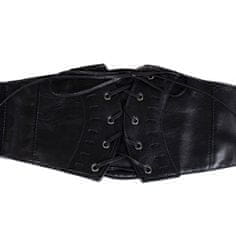 Camerazar Dámsky elastický korzetový opasok, čierny, syntetický materiál s koženými vložkami, 70-90 cm x 11-16 cm