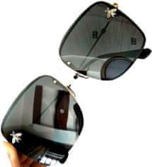 Camerazar Dámske slnečné okuliare so štvorcovými veľkými muškami, kovový rám, UV filter 400 cat 3, šošovky 55 mm x 60 mm