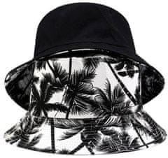 Camerazar Obojstranný klobúk BUCKET HAT FISHER s dlaňami, polyester/bavlna, univerzálna veľkosť 55-59 cm, biela/čierna