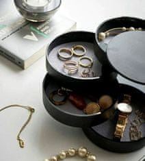 Camerazar Organizér na šperky Okrúhla škatuľka, priemer 9,8 cm, plastová s plsteným vnútrom