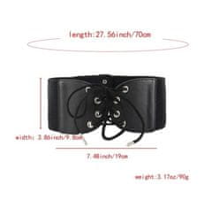 Camerazar Dámsky elastický korzetový opasok, čierny, syntetický materiál s koženými vložkami, 70x9,8 cm