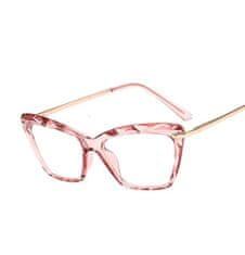 Camerazar Ružové štýlové mačacie okuliare s antireflexnými šošovkami a UV400 filtrom, materiál: polykarbonát-metal-plast, rozmery: 143x134 mm
