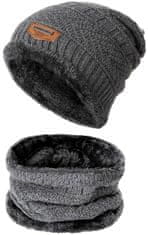 Camerazar Pánska čiapka + set čiapka s kapucňou tunel zateplený šedá