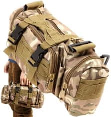 Camerazar Vojenská taška Tactical Kidney, farba Moro, polyester 600D, 30x8x18 cm
