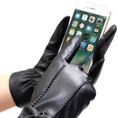 Camerazar Dámske teplé rukavice z kvalitnej syntetickej kože s dotykovou funkciou, čierne, univerzálna veľkosť