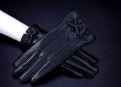 Camerazar Dámske teplé rukavice z kvalitnej syntetickej kože s dotykovou funkciou, čierne, univerzálna veľkosť
