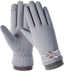 Camerazar Dámske zimné rukavice nepremokavé na dotyk, sivé, 100% polyester, univerzálna veľkosť