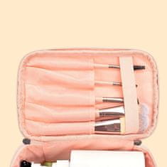 Camerazar Štvorcová kozmetická taška Organizér z kvalitnej umelej kože, ružová, 21x12x13,5 cm
