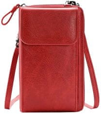 Camerazar Dámska retro taška na telefón a peňaženka, červená, ekologická umelá koža, 18x11x5 cm