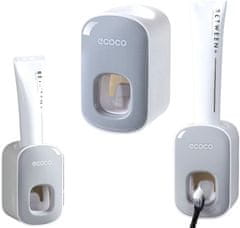 Camerazar Automatický dávkovač zubnej pasty, sivý a biely, odolný plast, 1,5 x 2,5 cm