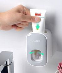 Camerazar Automatický dávkovač zubnej pasty, sivý a biely, odolný plast, 1,5 x 2,5 cm