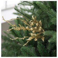 Flor de Cristal Flamenco Mystique ozdoba na vianočný stromček XXL 28 cm, trblietavé flitre, zlatý plast