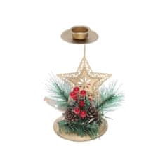 Flor de Cristal Flamenco Mystique Zlatý vianočný dekoratívny stolový svietnik Glamour z plastu, 15x8 cm