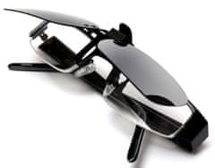 Camerazar Polarizačné prekrytie okuliarov s klipom, strieborná zrkadlová farba, obdĺžnikový tvar, šírka skla 59 mm