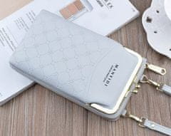 Camerazar Dámska kabelka - peňaženka s puzdrom na telefón, svetlosivá, mäkká ekologická umelá koža, 19,5x11x4,5 cm
