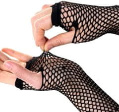 Camerazar Dlhé kabaretné rukavice s rukavicami, čierne, pružný materiál, veľkosť S-M