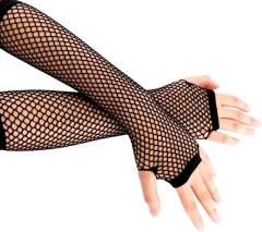 Camerazar Dlhé kabaretné rukavice s rukavicami, čierne, pružný materiál, veľkosť S-M