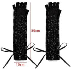 Camerazar Dlhé korzetové rukavice z čiernej čipky, elastické, 39 cm