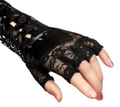 Camerazar Dlhé korzetové rukavice z čiernej čipky, elastické, 39 cm