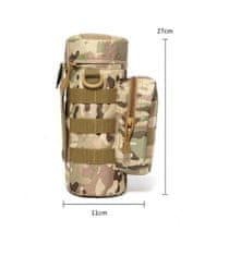 Camerazar Vojenská cestovná taška na fľašu Molle, vodotesný nylon 1000D, farba Moro, 27x11 cm