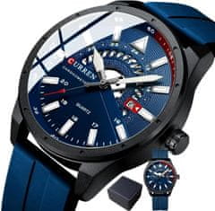 Camerazar Pánske športové hodinky CURREN s modrým ciferníkom, nerezovou oceľou a gumovým remienkom