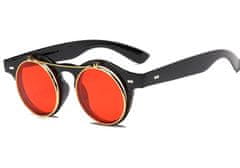 Camerazar Steampunkové retro okuliare s otváracími šošovkami, kovový rám, UV filter 400