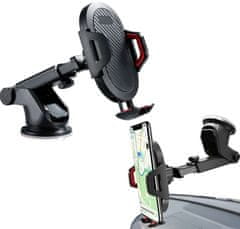 Camerazar Teleskopický držiak telefónu do auta, čierny, pre smartfóny 4-7,5, s rotáciou 360°
