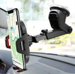 Camerazar Teleskopický držiak telefónu do auta, čierny, pre smartfóny 4-7,5, s rotáciou 360°