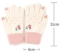 Camerazar Dámske zimné rukavice s vianočnou výšivkou, biele/krémové, akrylová priadza, univerzálna veľkosť