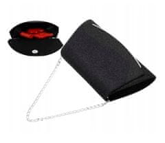 Camerazar Elegantná večerná kabelka cez rameno, čierny brokát s trblietkami, syntetika, 24x14 cm