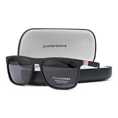 Camerazar Pánske polarizačné slnečné okuliare, matný čierny rám, sivé šošovky, s pevným puzdrom