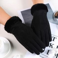 Camerazar Dámske zimné dotykové rukavice, čierne, polyester, 23,5x9 cm