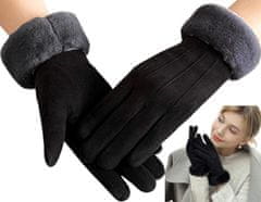Camerazar Dámske zimné dotykové rukavice, čierne, polyester, 23,5x9 cm