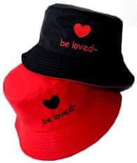 Camerazar Obojstranný klobúk Heart BUCKET HAT FISHER, čierna/červená, polyester/bavlna, univerzálna veľkosť 55-59 cm