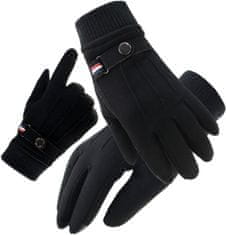 Camerazar Pánske zimné dotykové rukavice, čierne, 100% organický semiš, univerzálna veľkosť