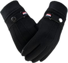 Camerazar Pánske zimné dotykové rukavice, čierne, 100% organický semiš, univerzálna veľkosť
