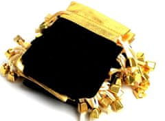 Camerazar Štýlová darčeková taška so semišovým puzdrom, zlaté šnúrky, červená/čierna, 12x9 cm