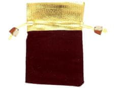 Camerazar Štýlová darčeková taška so semišovým puzdrom, zlaté šnúrky, červená/čierna, 12x9 cm
