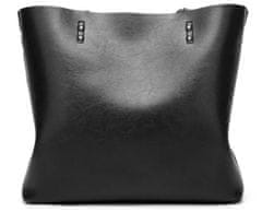 Camerazar Dámska priestranná taška cez rameno XL, čierna ekologická umelá koža, 38x27,5x14 cm