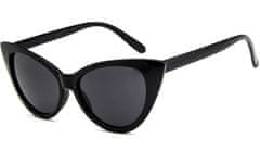 Camerazar Čierne slnečné okuliare s mačacími očami, UV filter 400 cat 3, plastový rám, veľkosť šošoviek 42 mm x 52 mm