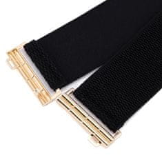 Camerazar Dámsky elastický opasok čierny s bambusovou zlatou sponou, 65 cm