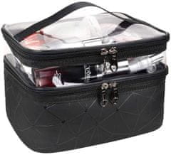 Camerazar Veľká vodotesná závesná kozmetická taška, čierna priehľadná, PVC+TPU, 16x23x17 cm
