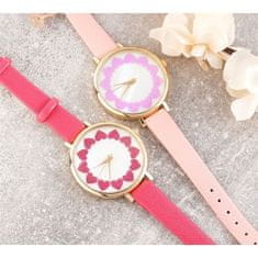 Flor de Cristal Flamenco Mystique dámske hodinky so srdiečkami, ružový ciferník, nehrdzavejúca oceľ, šírka remienka 4 cm