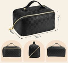 Camerazar Elegantná kozmetická taška z kvalitnej umelej kože, čierna, 25x13x12 cm