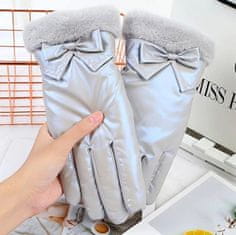 Camerazar Dámske zimné lyžiarske rukavice nepremokavé na dotyk, sivé, polyester, 25,5 cm