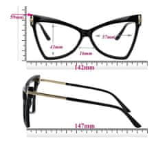 Camerazar Štýlové okuliare s mačacími očami, čierne, plastové, filter UV400, dĺžka 147 mm