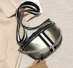 Camerazar Veľká taška z umelej kože s retiazkou, strieborné kovanie, 24x16x2 cm