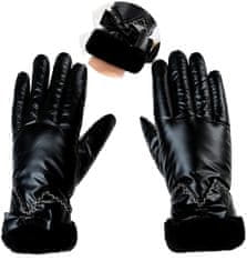 Camerazar Dámske zimné lyžiarske rukavice nepremokavé na dotyk, čierne, polyester, dĺžka 25,5 cm
